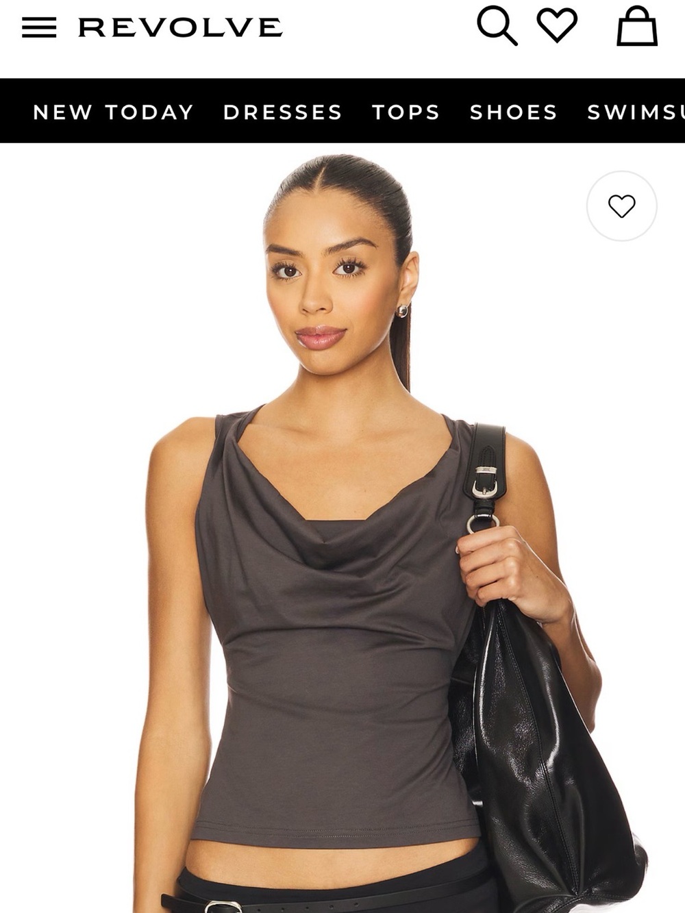 Geel Jameson Top cotton drape neck in Charcoal S - Picture 3 of 8